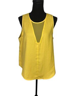 NWT Madison Yellow Sz M Sleeveless Lightweight Blouse Sheer V-Neck MA10025